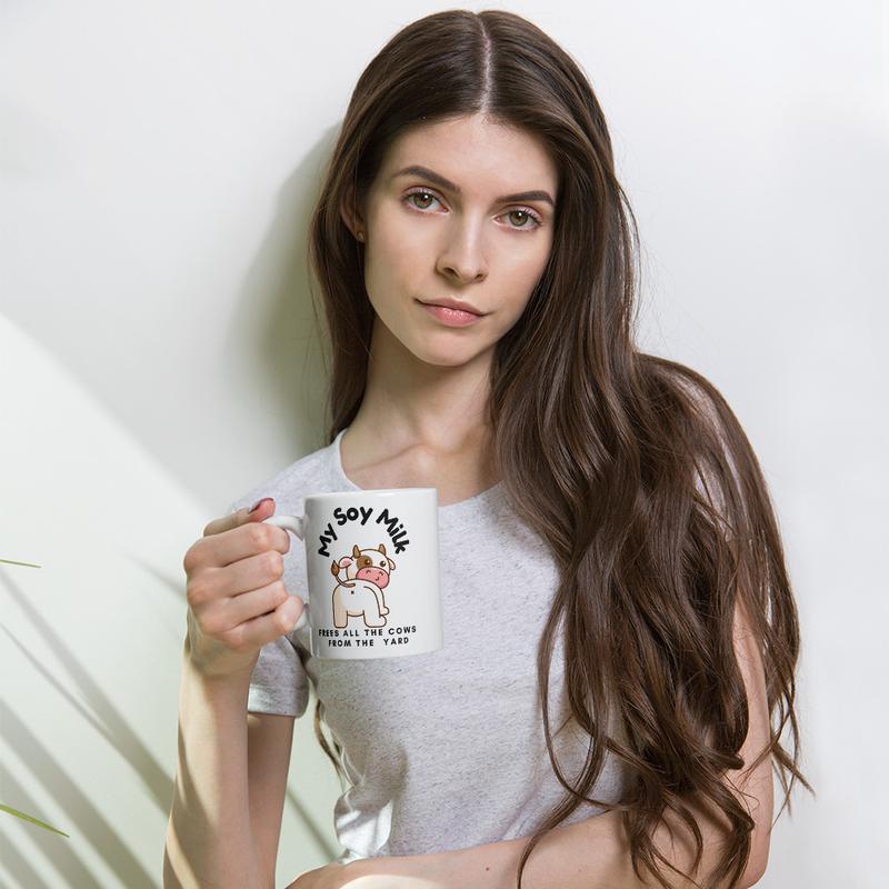 Vegan coffee mug Drinkware Glossy Tumbler Ceramic Sturdy Washable Reuse Cup 0