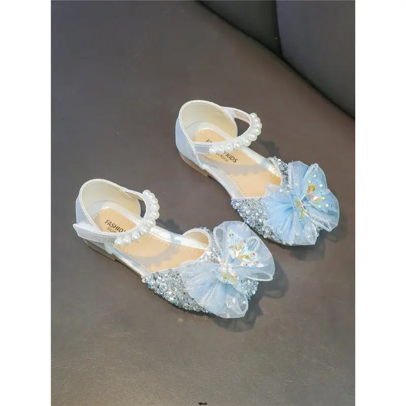 Shoes butterfly princess, children's flat shoes girl and rhinestone 2