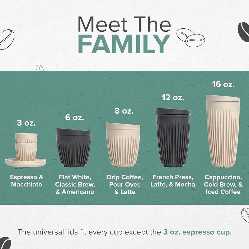 HUSKEE Coffee Cup with Lid 12 oz Natural Reusable coffee mug Tumbler For Car Home Office work Gym Travel Beverage Bottle Disposable Drinkware Portable 8