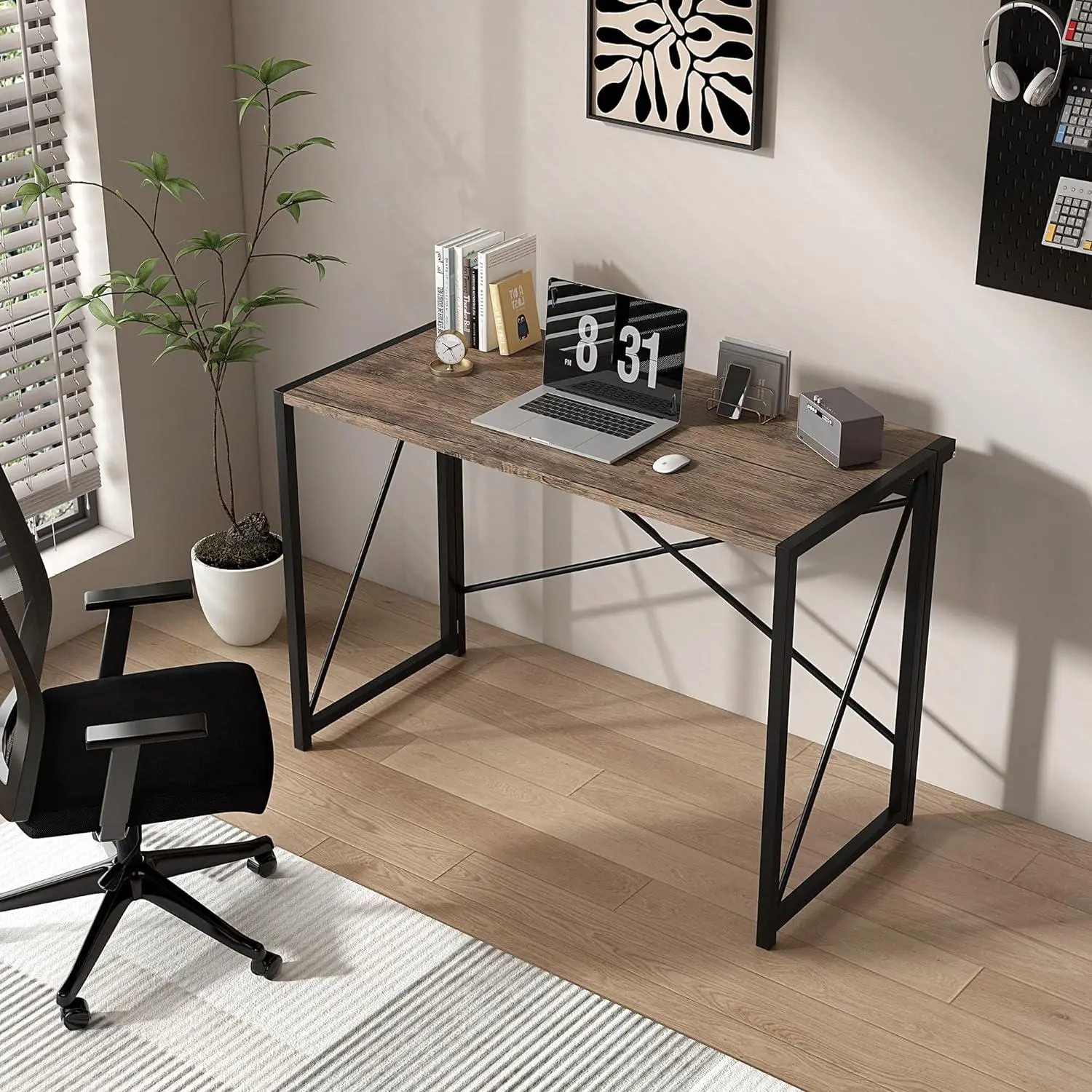 Folding Desk Workstation for Office Home Study Writing Table