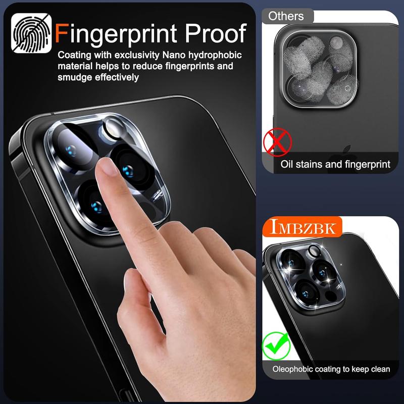IMBZBK 6 Pack Camera Lens Protector for iPhone 16 Pro Max/iPhone 16 Pro Accessories Camera Protector Screen Cover 9H Tempered Glass Unbreakable Protection Case Friendly 1