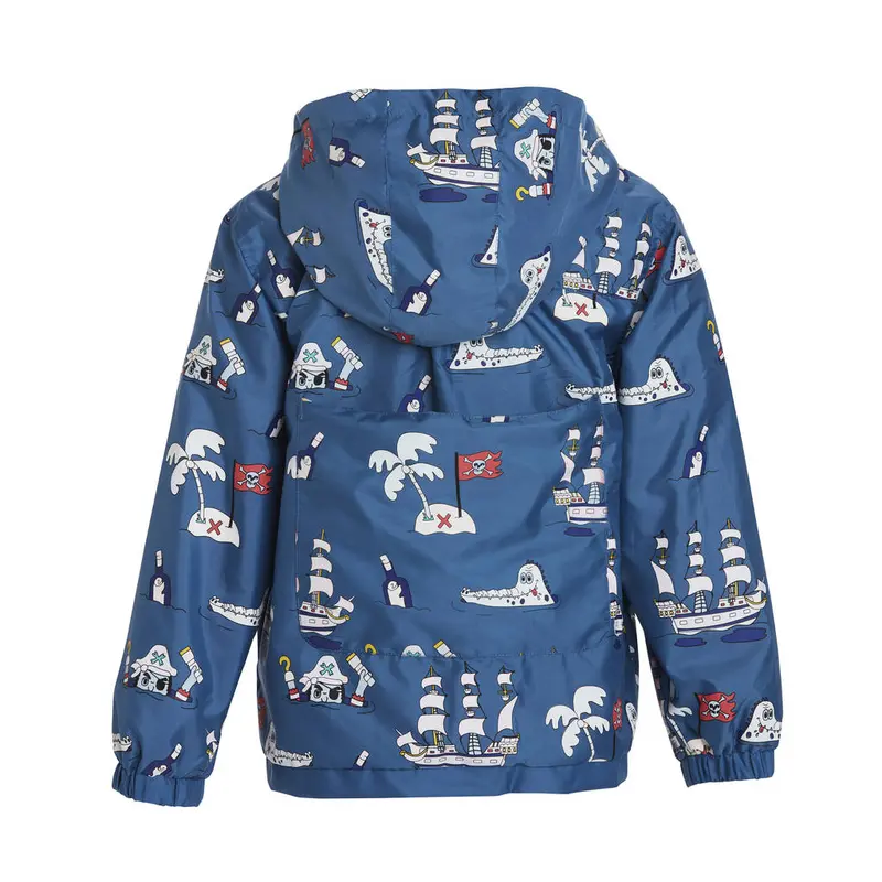 Boys Pirate Colour Changing Raincoat Jacket Coat Children Kids Reusable Blue 2