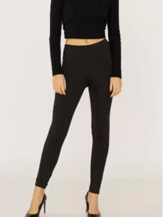 Wide Black Stretchy Viscose Lycra Leggings for Women with Elasticated Waist - S/M to XXL - Womenswear, Casual 3