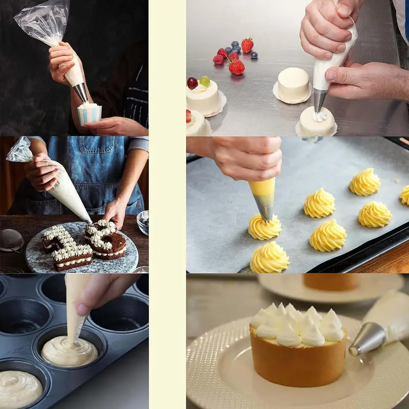 Uwish 110 Pcs 12-Inch Thick Disposable Piping Bags for Effortless Cake, Pie, and Cookie Decorating - Bakeware 3
