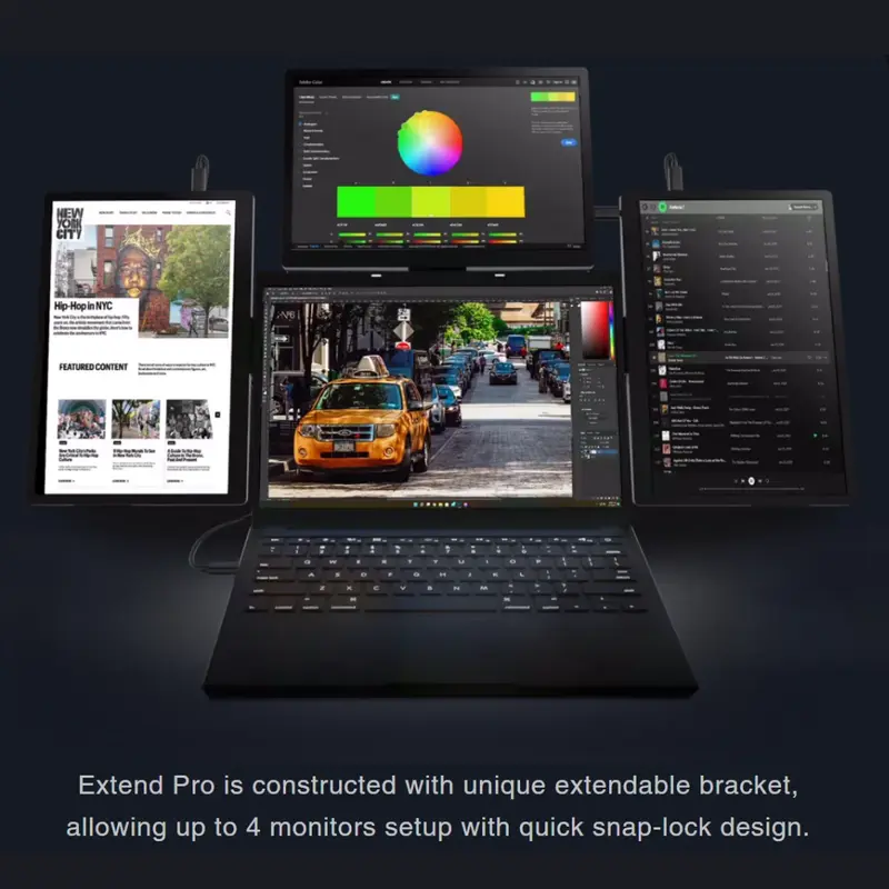Triple Portable Monitor for Laptop - Full HD 13.3 inch Screen Extender 6