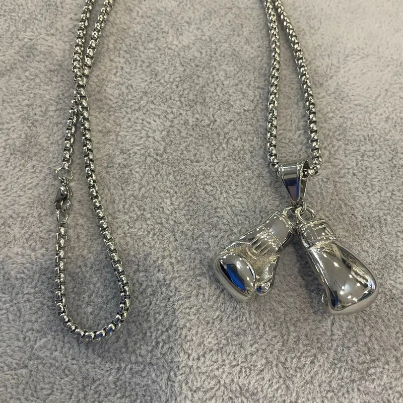 Kids boxing gloves pendent chain stainless steel 5