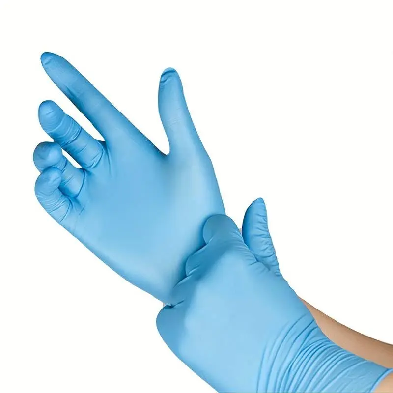 *BOX OF 100* Disposable Nitrile Gloves Blue [ LARGE ] Examination Gloves [ Powder, Latex Free ] Food Preparation, Tattoo, NHS, Care Home Work, Cleaning, Multi-Purpose Gloves 1