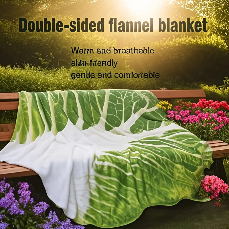 1pc Winter Warm Flannel Blanket, Funny Simulated Cabbage Blanket, Comfortable Warm Soft Blanket, For Sofa, Office Bed And Outdoor Travel 4
