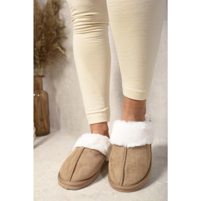 iKrush Fuzzy Faux Fur Lined Slip-on Slippers i38078  Mules Sliders Slip On Fur Lined Low Heel Regular Length Regular Fit 4