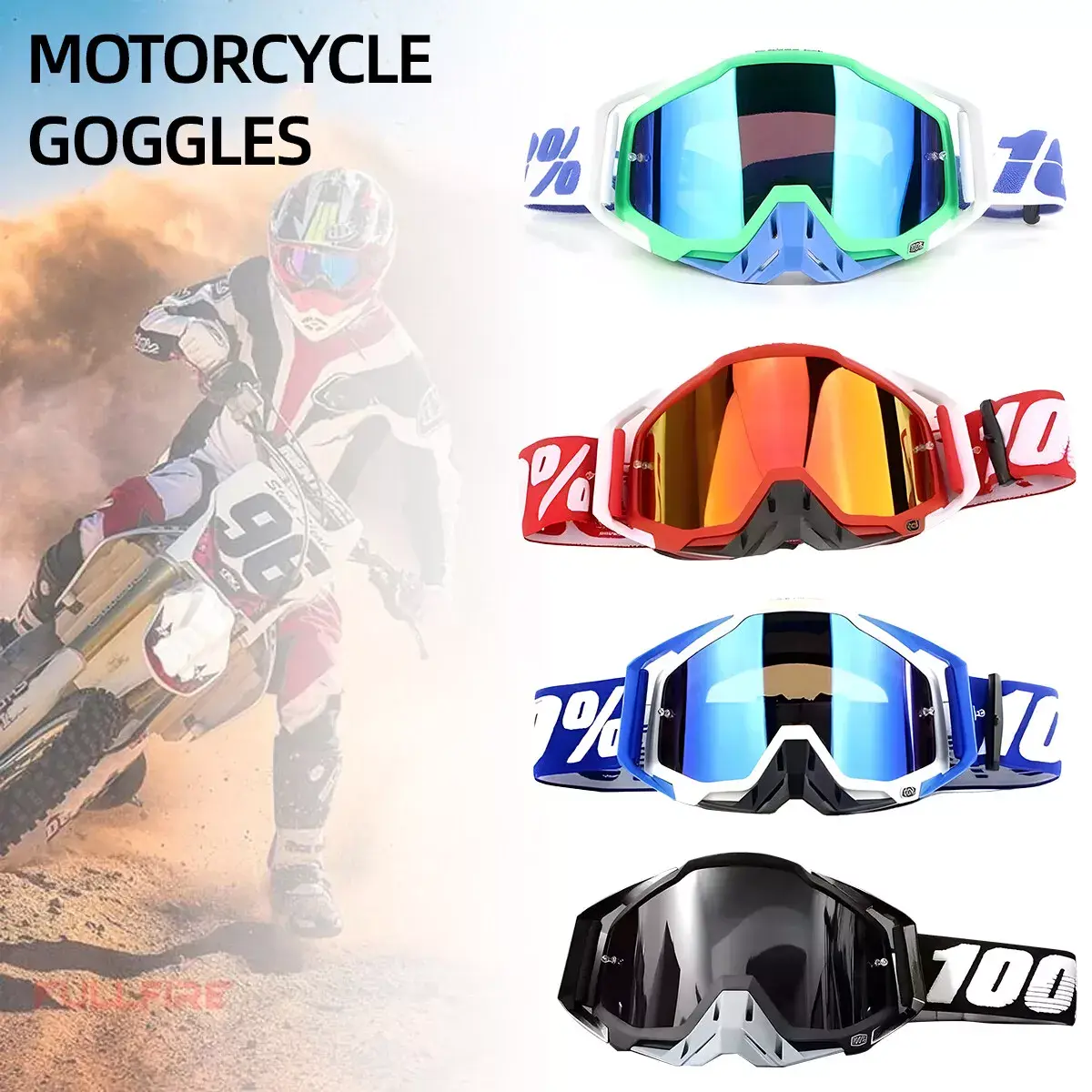 Motorcycle Racing Goggles Motocross Dirt Bike Off-road Eyewear MX MTB ATV UTV UK