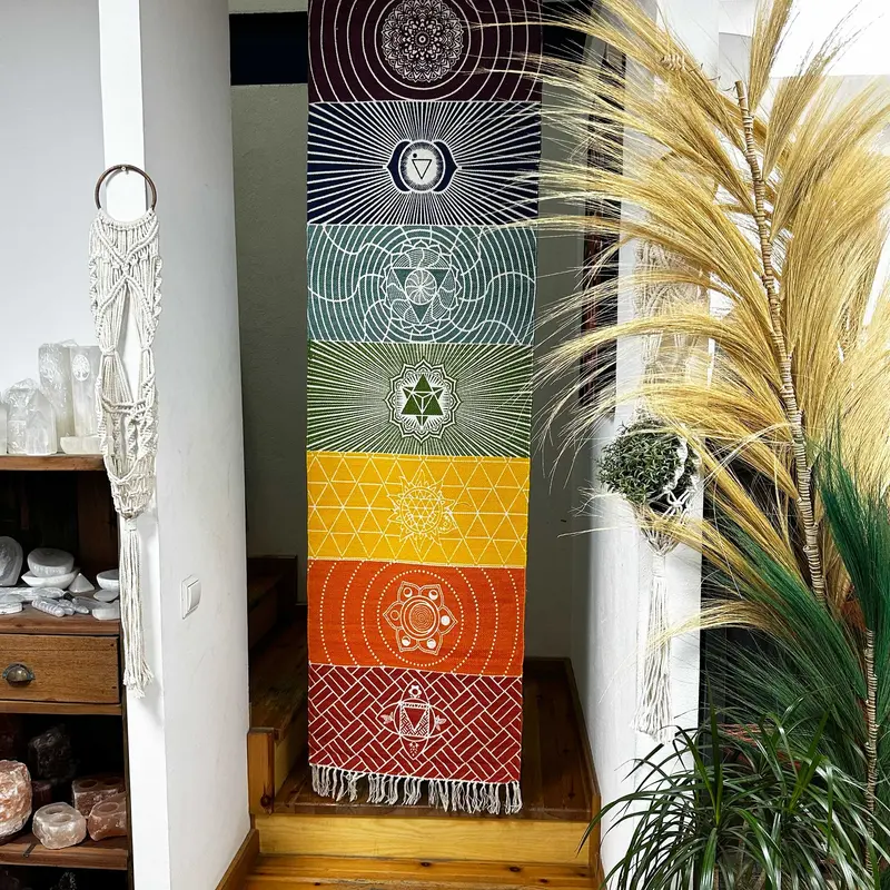 Cotton Chakra Inspired Yoga Rug Meditation Spiritual Space 2