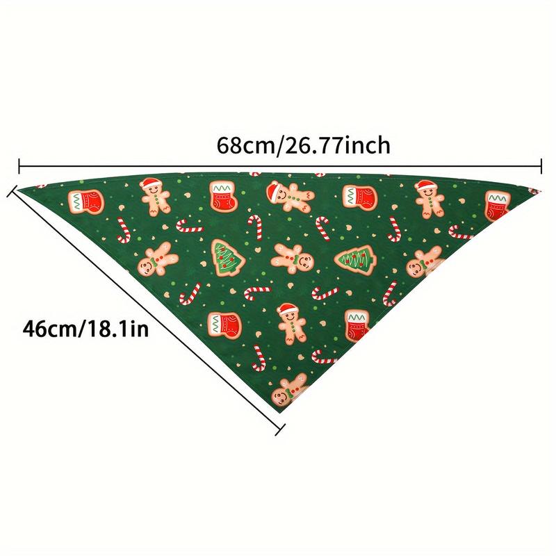 2-Pack Christmas Dog Bandanas - Woven Polyester Triangle Bib Scarfs with Festive Snowman & Gingerbread Print - Washable, Adjustable Pet Bandanas for Small, Medium, Large Breeds - Xmas Dog Accessories 3