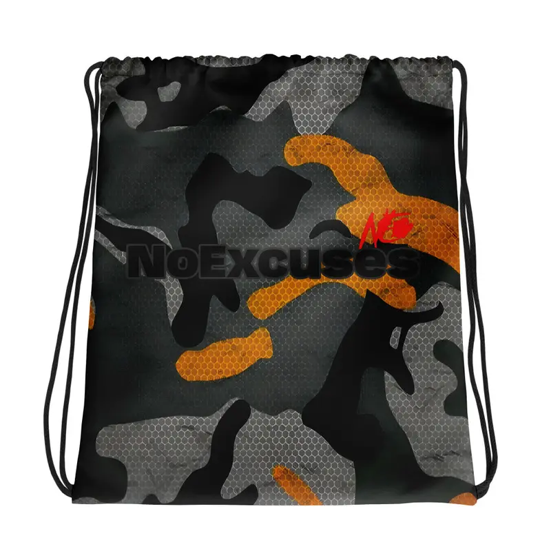 NoExcuses Discipline Yellow and Black Camo Drawstring bag 2