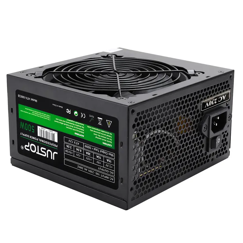 JUSTOP 500W ATX Power Supply, 500W PSU, For Dekstop PC, 8-Pin 12V, SATA, Molex 0
