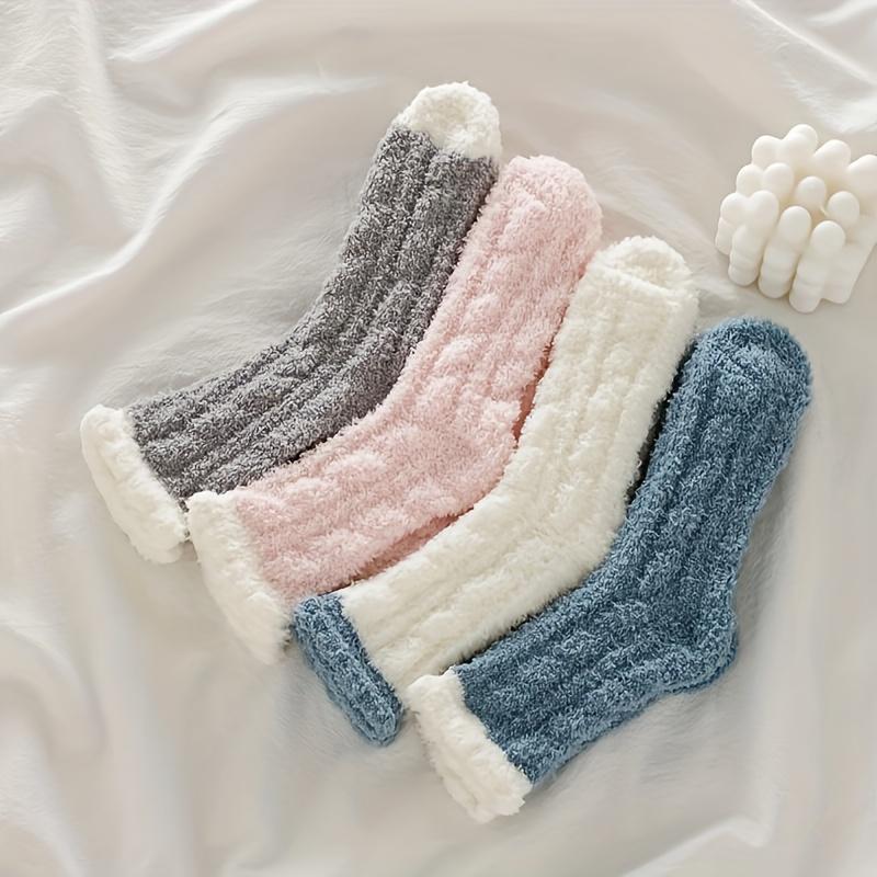7 Pairs Fuzzy Coral Fleece Twist Embossed Cozy Floor Socks - Ultra-Warm, Soft, Breathable, and Comfy for Fall & Winter - Women's Stockings & Hosiery with Twist Embossed Design for Added Grip 2