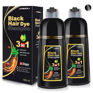 MEIDU 3 in 1 Black Hair Dye Shampoo - Can cover gray hairs, Herbal Ingredients Natural Hair Colour Shampoo, Contains Ginseng Extract, Natural Haircoloring, botanical hair care, salon, Haircare