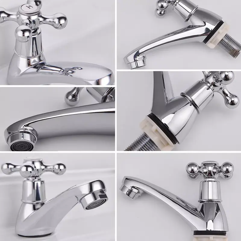 2X Twin Taps Set Hot and Cold for Traditional Bathroom Basin Sink in UK 4