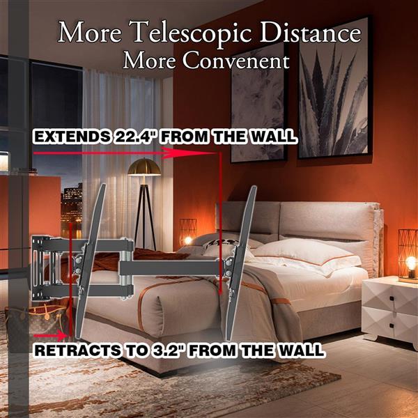 Product Introduction of TMSS-104 32"-70" Corner Full Motion Articulating TV Wall Mount Bracket Max Weight 50Kg VESA 600*400 29