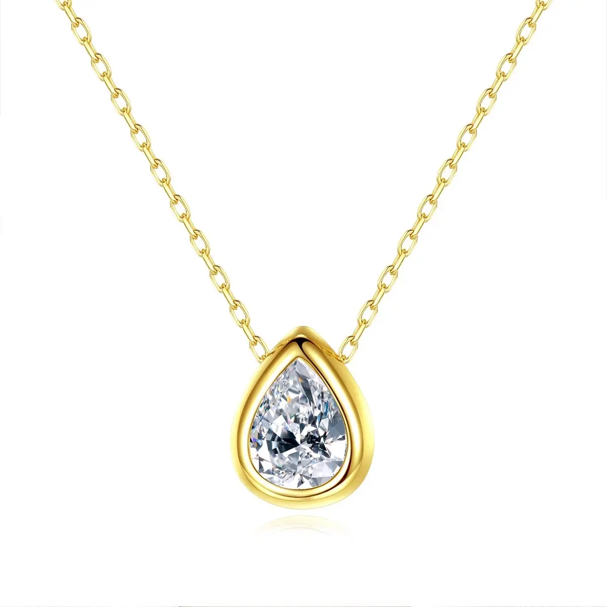Valuxure 14k Gold plated 925 Sterling Silver CZ Diamond Drop Necklace