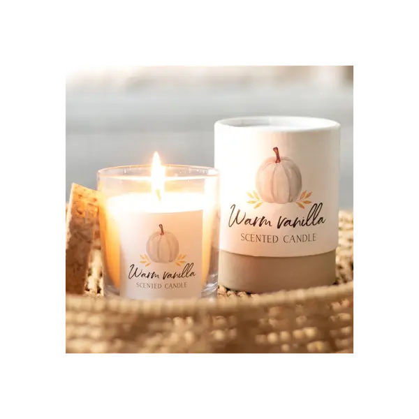 Warm Vanilla Candle for Home Decor and Freshening Gift Glass scented  candle Autumn Cozy 4