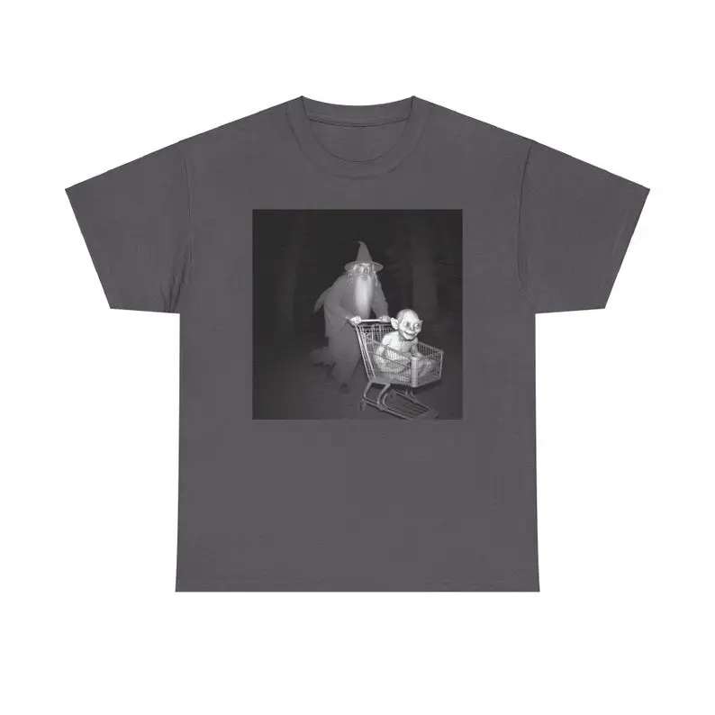 Gandalf Pushing Gollum in Shopping Cart funny moment lord of the ring Unisex Heavy Cotton Tee 4