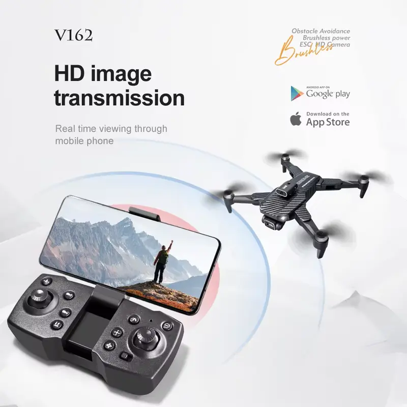 V162 drone with dual camera one key return laser obstacle avoidance optical flow hovering brushless motor long flight time carbon fiber body metal plastic aluminium Accessories Blades Cable Charging Remote Control Beginner Drone 6
