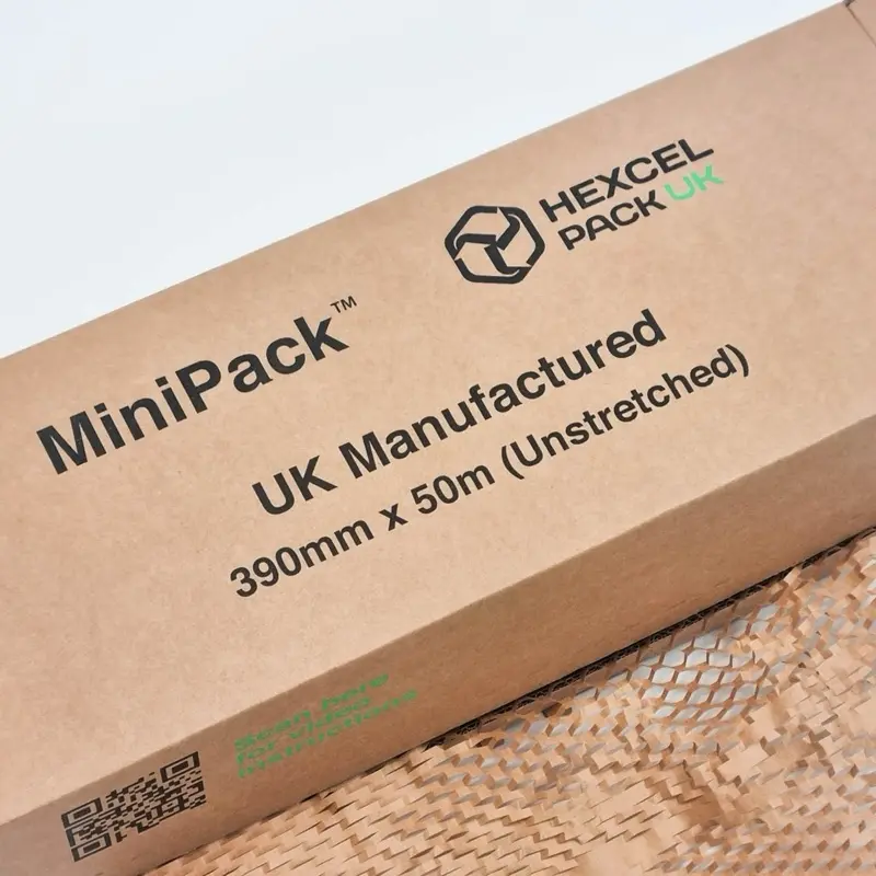 Sustainable Packaging Scotland | Honeycomb Paper Bubble Wrap | Mini Packs Hexcel | 390mm x 50M | Paper Cushioning | UK Manufactured | 1