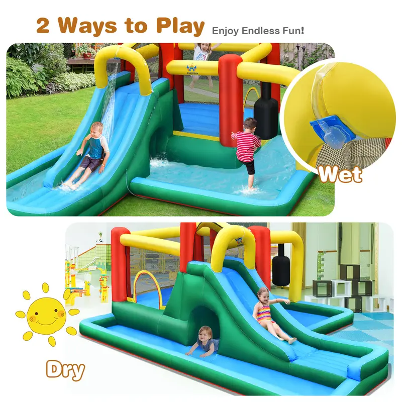 COSTWAY Inflatable Water Slide Kids Jumping Bounce House with Slide (without Blower) 2