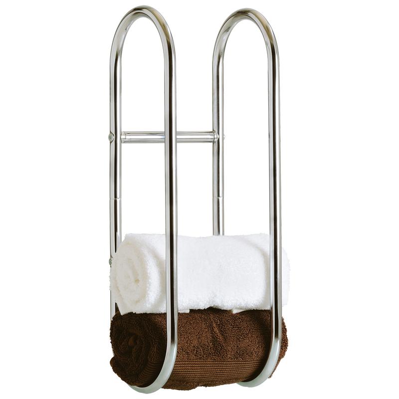 Chrome Plated Wall Mounted Bathroom Towel Rail Holder Storage Organiser Rack Stainless Steel Shelf – Holds 4-5 Towels 5