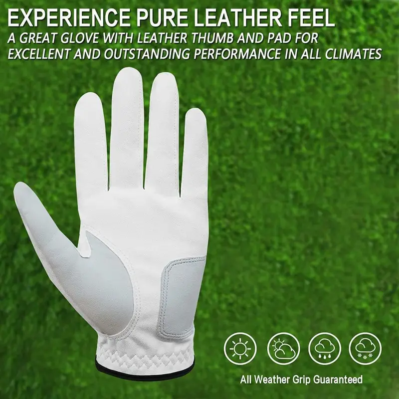 TEN Golf Gloves Men Left Right Hand Cabretta Leather Multipack All Weather Soft Value 5 Pcs, Golf Gloves Mens for Right Left Handed Golfer Rain Grip Comfortable 2