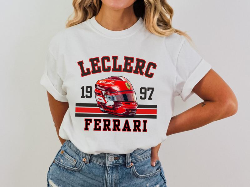Charles Leclerc T-Shirt, F1 merch, Formula 1 shirt, Ferrari Tee, Varsity shirt Leclerc, Leclerc shirt, F1 shirt 2