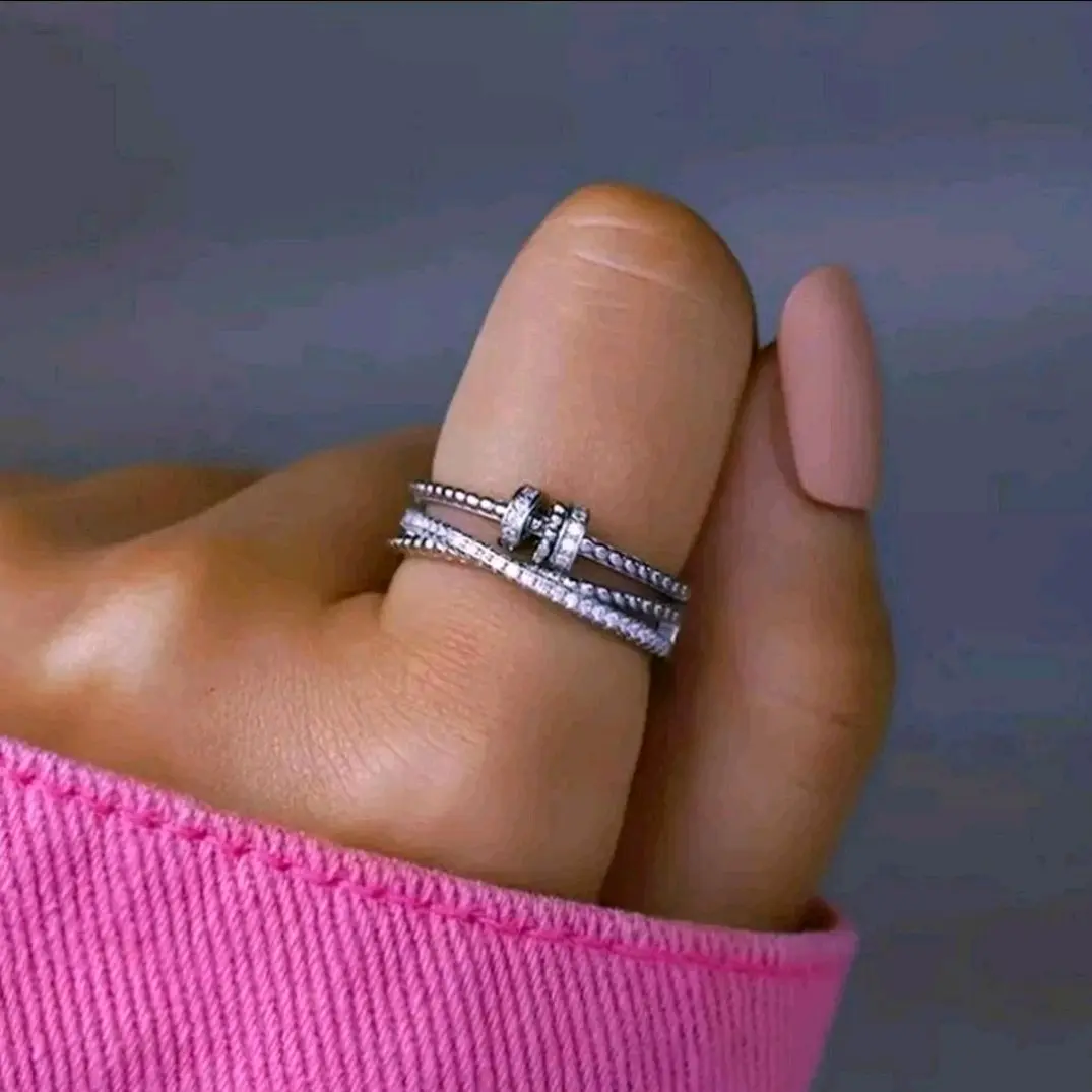 Gemstone Beaded Cross Anxiety Fidget Ring To Help You Feel Less Anxious, Stressed, and Worried In Your Daily Life.