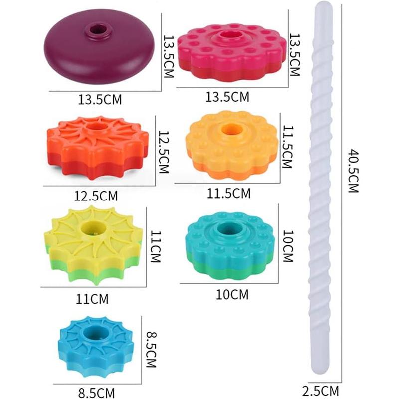 Baby Spinning Toy Rainbow Stacking, Baby Sensory Spin Gears Stacking Rings Toy, Baby Ring Stacker Toy, Montessori Plugging Toys BPA Free, Early Educational Learning Toys for 12 Months+ (6pcs) 5