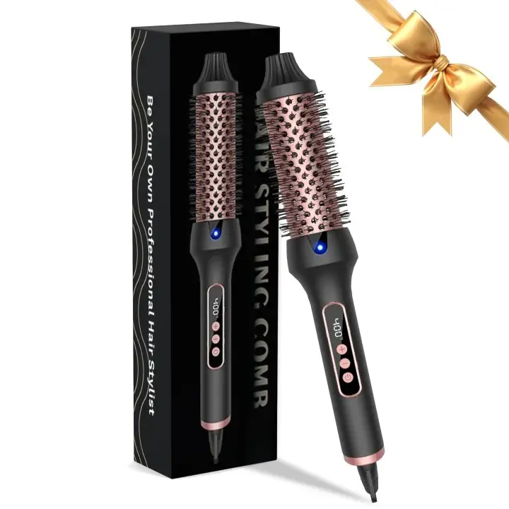 3 In 1 Hot Hair Curler 400°F Thermal Brush Heated LCD Display 32mm Round Curling Brush Ceramic Curling Comb GetSalon-Quality Curls with our Heated CurlingBrush,  Girlfriend gift 10Temperature Settings Curler Hair BrushComfort comparing hairtools Flawless