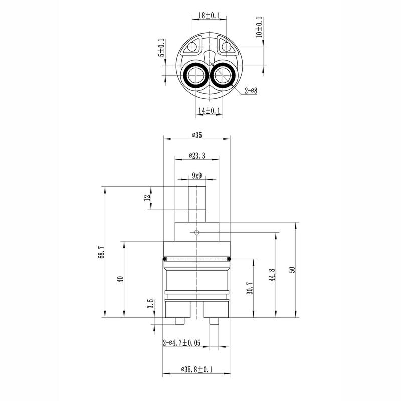 Ceramic disc cartridge valve 35mm high foot - Velar 0