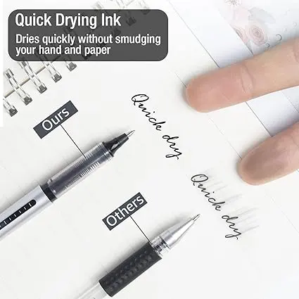 Rollerball Pens Black Ink, 16 Pack Pens Multipack 0.5mm Black Gel Pens, Quick-Drying Ink Pens, Writing Pens for Note Taking, Sketch, Bullet Journal, Black Pens for School & Office Supplies 6