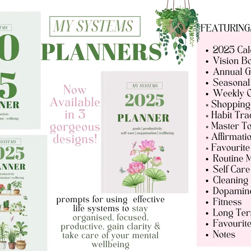 2025 PLANNER & DAILY JOURNAL for Goals, Productivity,  Organisation, Self-Care,  Habits, Manifestation & Wellness 2