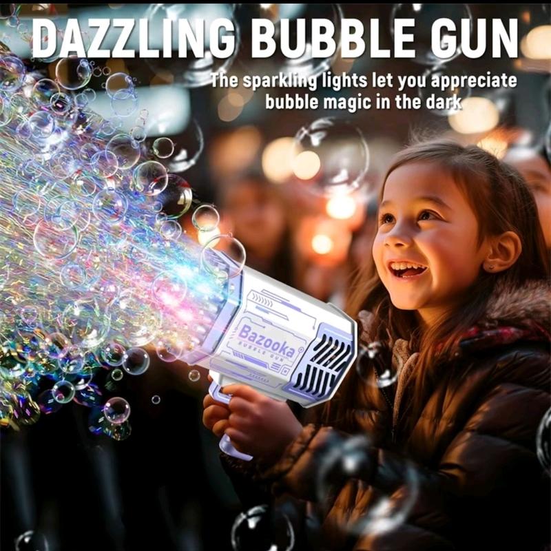 69 Hole Bubble Bazooka Gun USB RECHARGEABLE Bubble Gun Rocket Launcher Bubble Machine & Cooling Fan Kids Outdoor 1