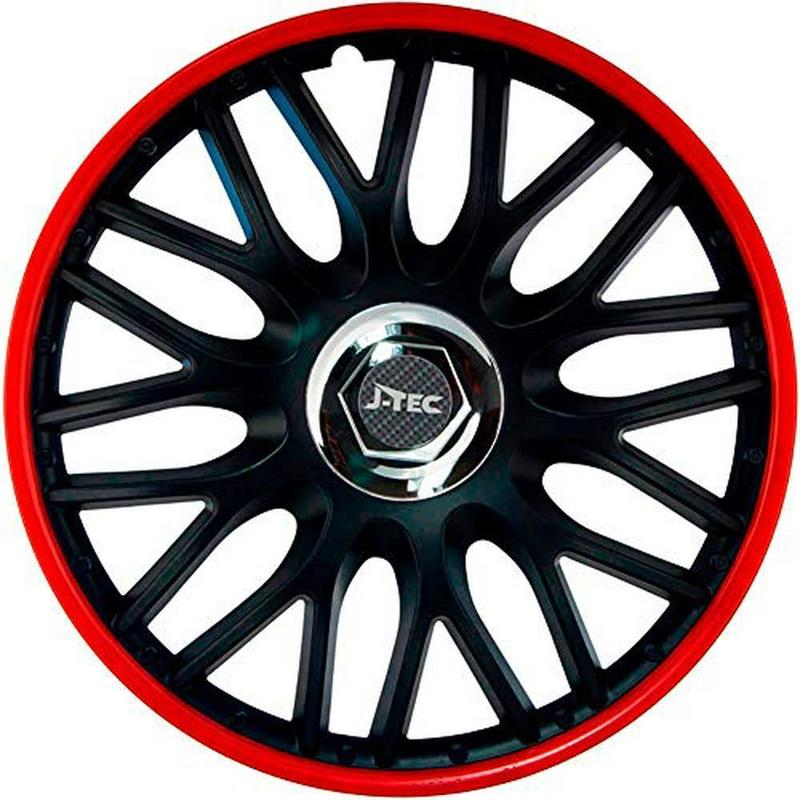 Orden Red/ Black 14 Inches Wheel Trims/ Hubcaps Black/ Red+ Chrome Ring 1