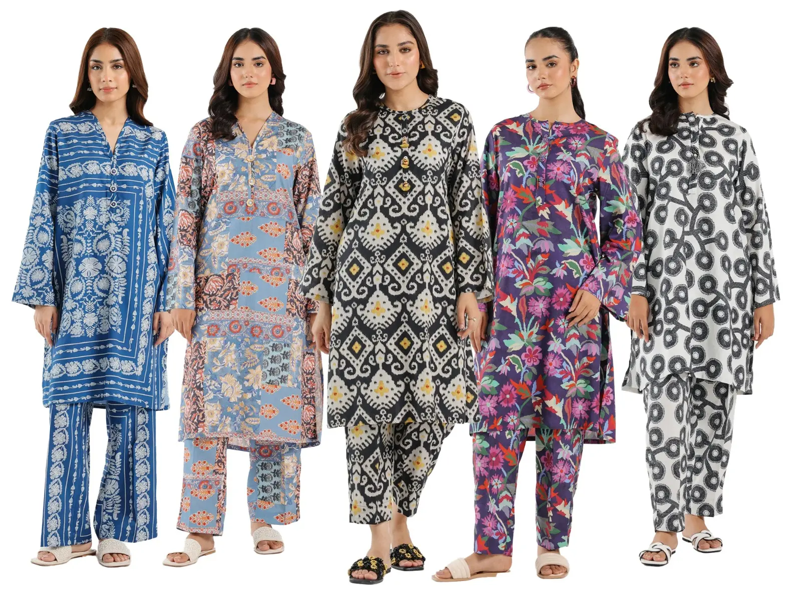 Ethnic Women's Winter Co-ord Set, Casual Printed 2 Piece Viscose Slub/Cotton Viscose