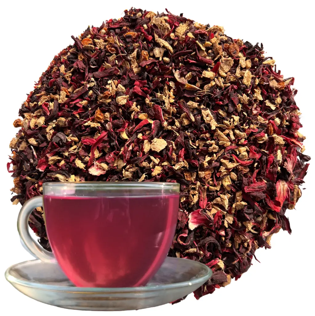 INNERGLOW - Ginger & Hibiscus, Seabuckthorn Berry, Rosehip, Cold or Hot Brew, Red Potion, Tasty Slavic Girl Carribean Girl Drink