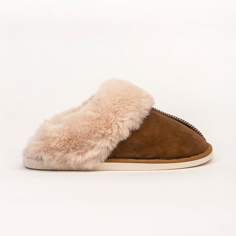 Women's Lizzie Faux Fur Suede Slippers - Navy, Mink, Grey, Burgundy and Chestnut - Comfort, Shoe, Weight Girl Soft Footwear Lightweight Slide 7
