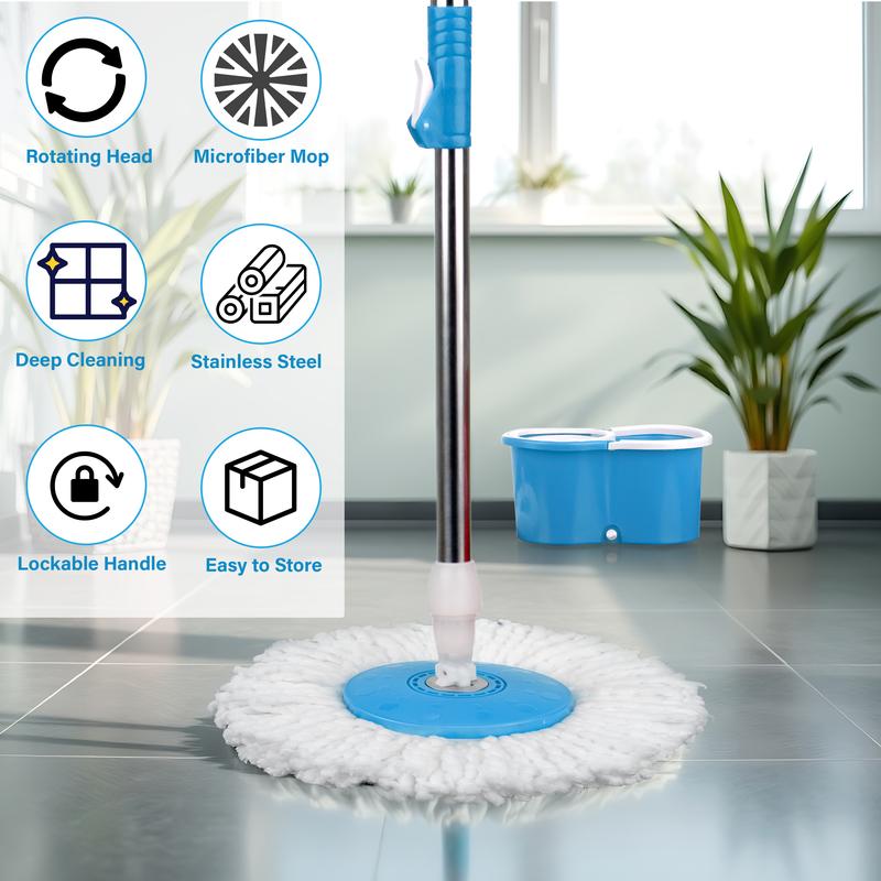 Crystals 360° Spin Mop Bucket Set with 2 Microfiber Heads - Red/Blue/Purple - Stainless, Cleaning 5