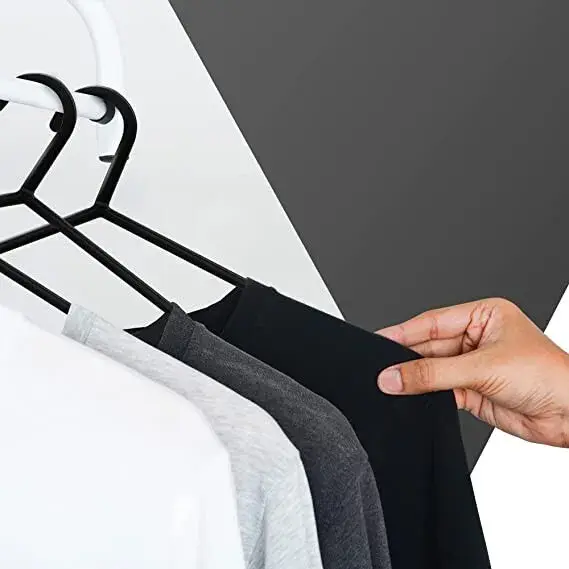100 BLACK ADULT CLOTHES PLASTIC HANGERS COAT TROUSERS/HANGERS W TROUSER BAR Organiser Hanging 2
