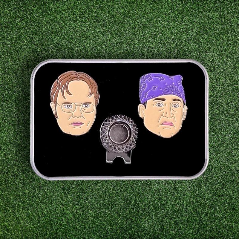 Golf Ball Marker & Hat Clip Set - Office - Complete in Gift Tin 2