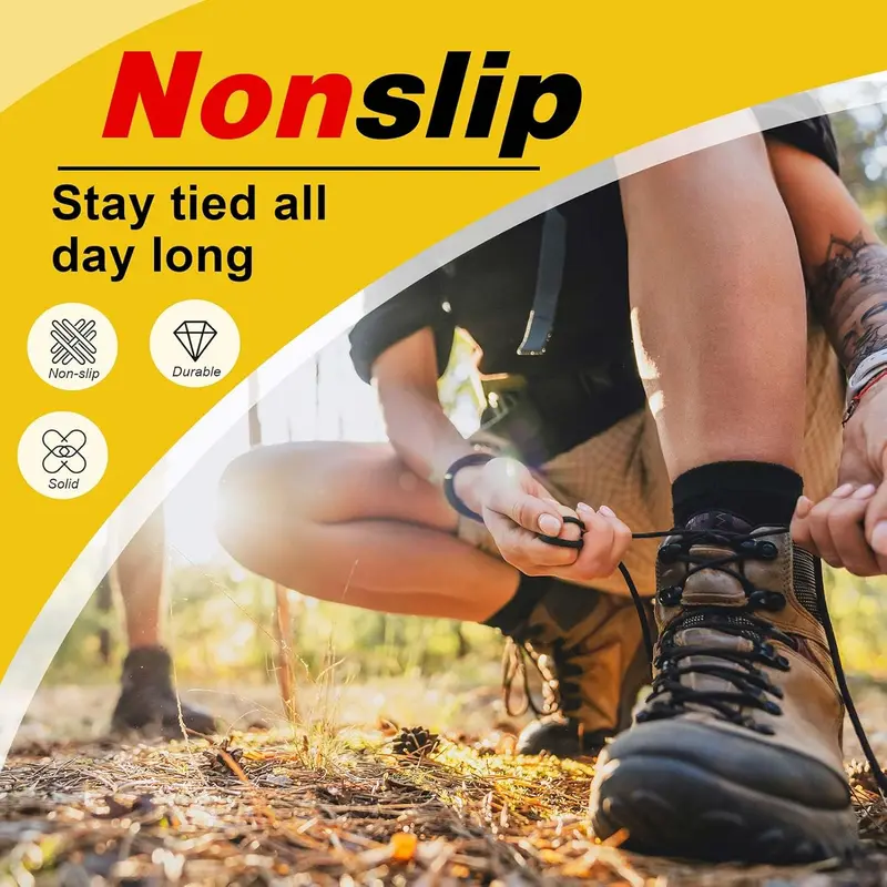 Round Boots Shoelace, 4mm Diameter Outdoor Work & Hiking Boots Shoe Laces, Premium Round Shoelaces for Trainers Shoes 3