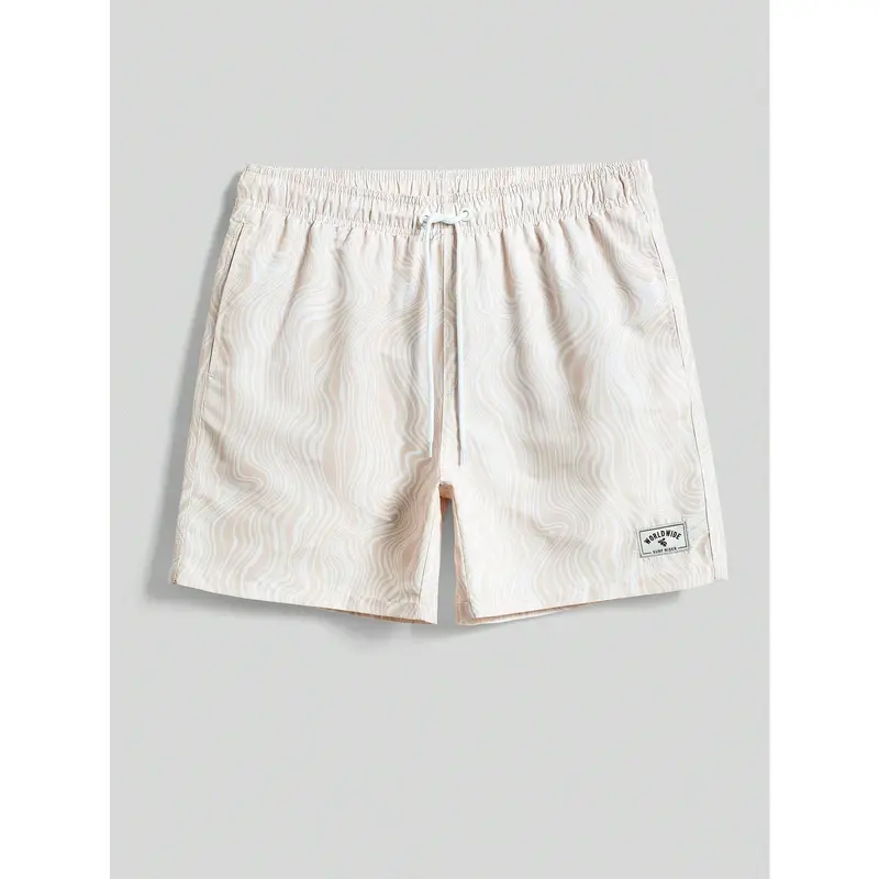 Manfinity Swimmode Men Letter Patched Detail Drawstring Waist Swim Trunks 0