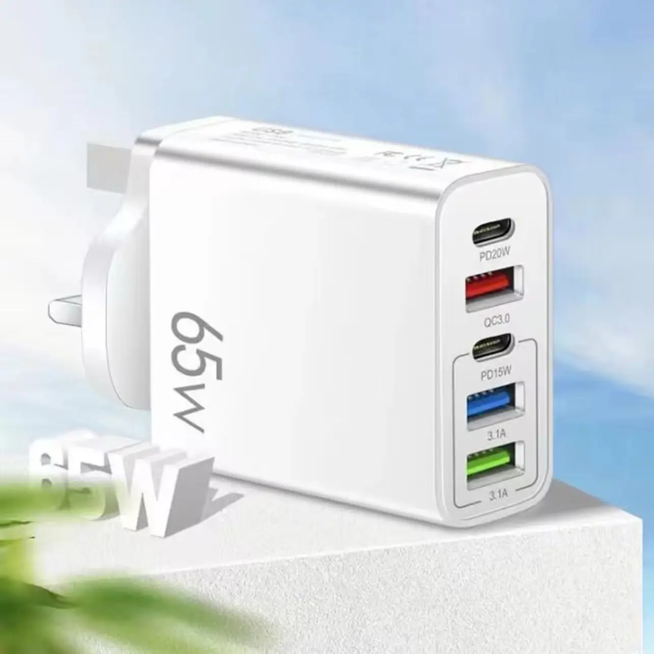 65W USB-C PD Type C Fast Wall Charger Power Adapter with 5 Port Quick Charger for Mobile Phones and Smartphones Charging Devices Charging Devices Plug Cellphone data cable Electronic