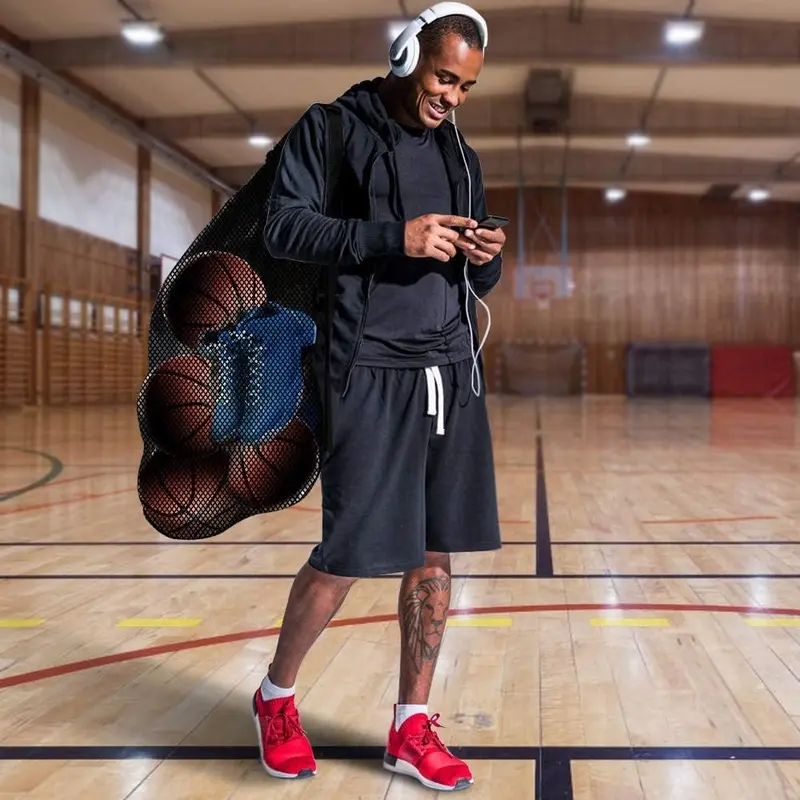 30” x 40” Extra Large Sports Ball Bag for Football, Basketball, Volleyball, Swimming Gear - Drawstring Mesh Bag with Adjustable Shoulder Strap 1