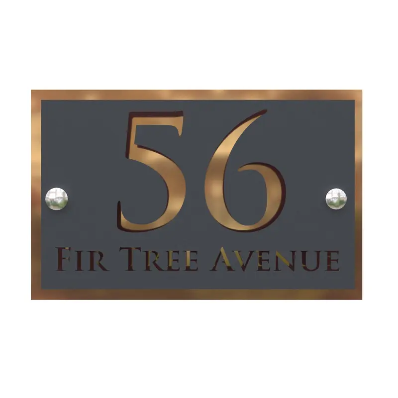 K Smart Sign | 200mm x 130mm | Simpatico Matt Dark Grey laser cut floating mirror or marble house number wall plaque Gray Anthracite sign numbers personalised signs with full fitting kit and wall template Silver Chrome Copper Gold Rose 1